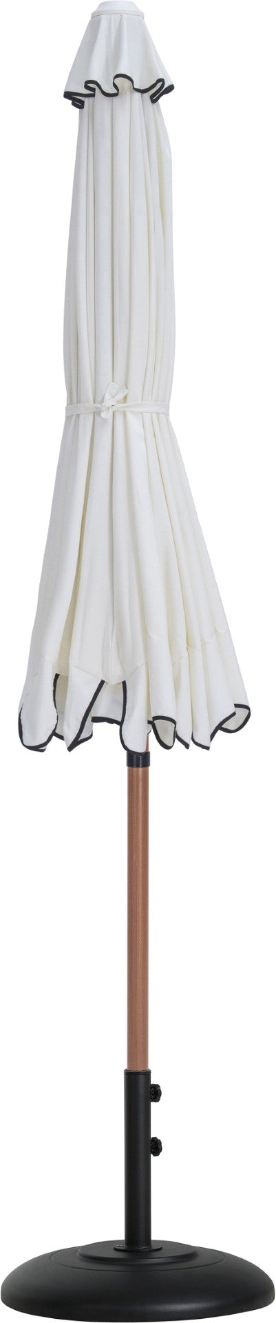 Meridian Furniture Amalfi Outdoor Patio Umbrella Set with Teak Pole White Canopy and Matte Black Base 55017White-BB