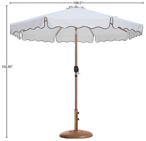 Meridian Furniture Amalfi Outdoor Patio Umbrella Set with Uv Resistant Canopy and Teak Finish Pole 55017White-BT