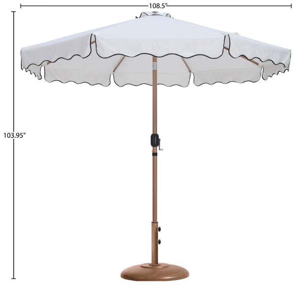 Meridian Furniture Amalfi Outdoor Patio Umbrella Set with Uv Resistant Canopy and Teak Finish Pole 55017White-BT