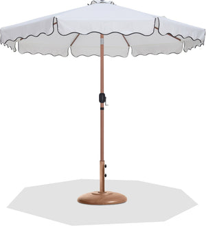 Meridian Furniture Amalfi Outdoor Patio Umbrella Set with Uv Resistant Canopy and Teak Finish Pole 55017White-BT