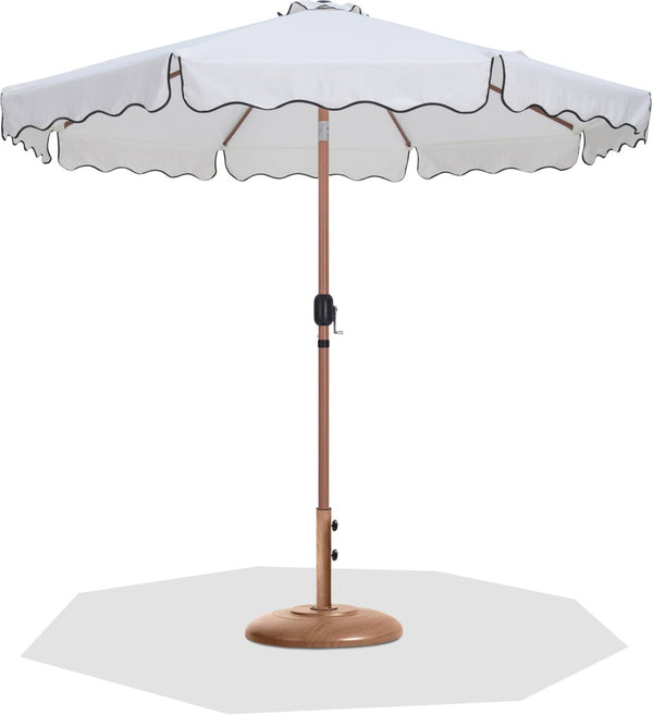 Meridian Furniture Amalfi Outdoor Patio Umbrella Set with Uv Resistant Canopy and Teak Finish Pole 55017White-BT