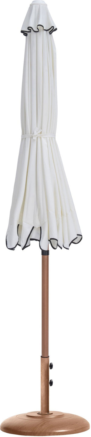Meridian Furniture Amalfi Outdoor Patio Umbrella Set with Uv Resistant Canopy and Teak Finish Pole 55017White-BT