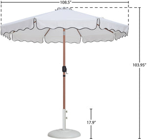 Meridian Furniture Amalfi Resort Style Patio Umbrella with Base Water Resistant Polyester Canopy 55017White-BW