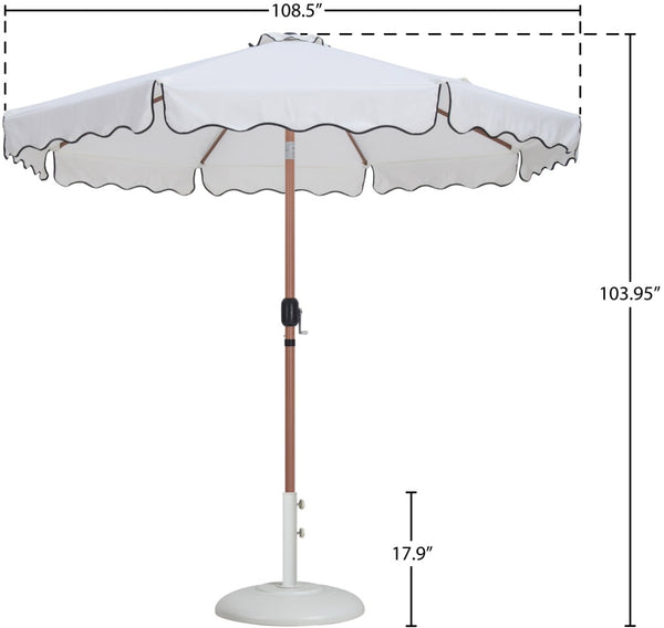 Meridian Furniture Amalfi Resort Style Patio Umbrella with Base Water Resistant Polyester Canopy 55017White-BW