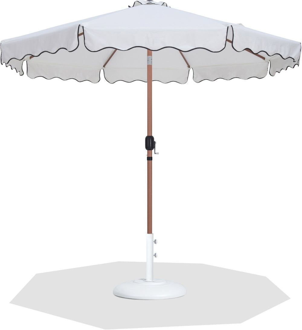 Meridian Furniture Amalfi Resort Style Patio Umbrella with Base Water Resistant Polyester Canopy 55017White-BW