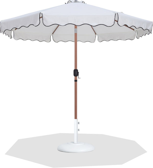 Meridian Furniture Amalfi Resort Style Patio Umbrella with Base Water Resistant Polyester Canopy 55017White-BW