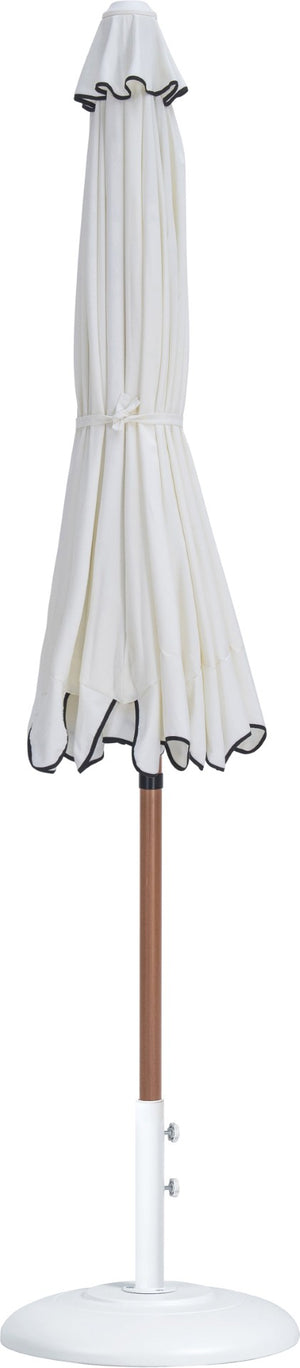 Meridian Furniture Amalfi Resort Style Patio Umbrella with Base Water Resistant Polyester Canopy 55017White-BW