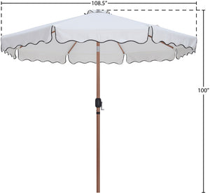 Meridian Furniture Amalfi Resort Style Outdoor Patio Umbrella Uv Resistant Polyester Canopy with Aluminum Pole White Style 1 55017White-U