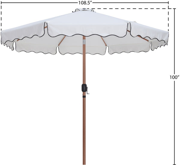 Meridian Furniture Amalfi Resort Style Outdoor Patio Umbrella Uv Resistant Polyester Canopy with Aluminum Pole White Style 1 55017White-U