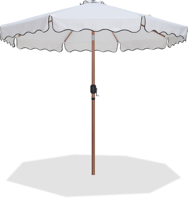 Meridian Furniture Amalfi Resort Style Outdoor Patio Umbrella Uv Resistant Polyester Canopy with Aluminum Pole White Style 1 55017White-U