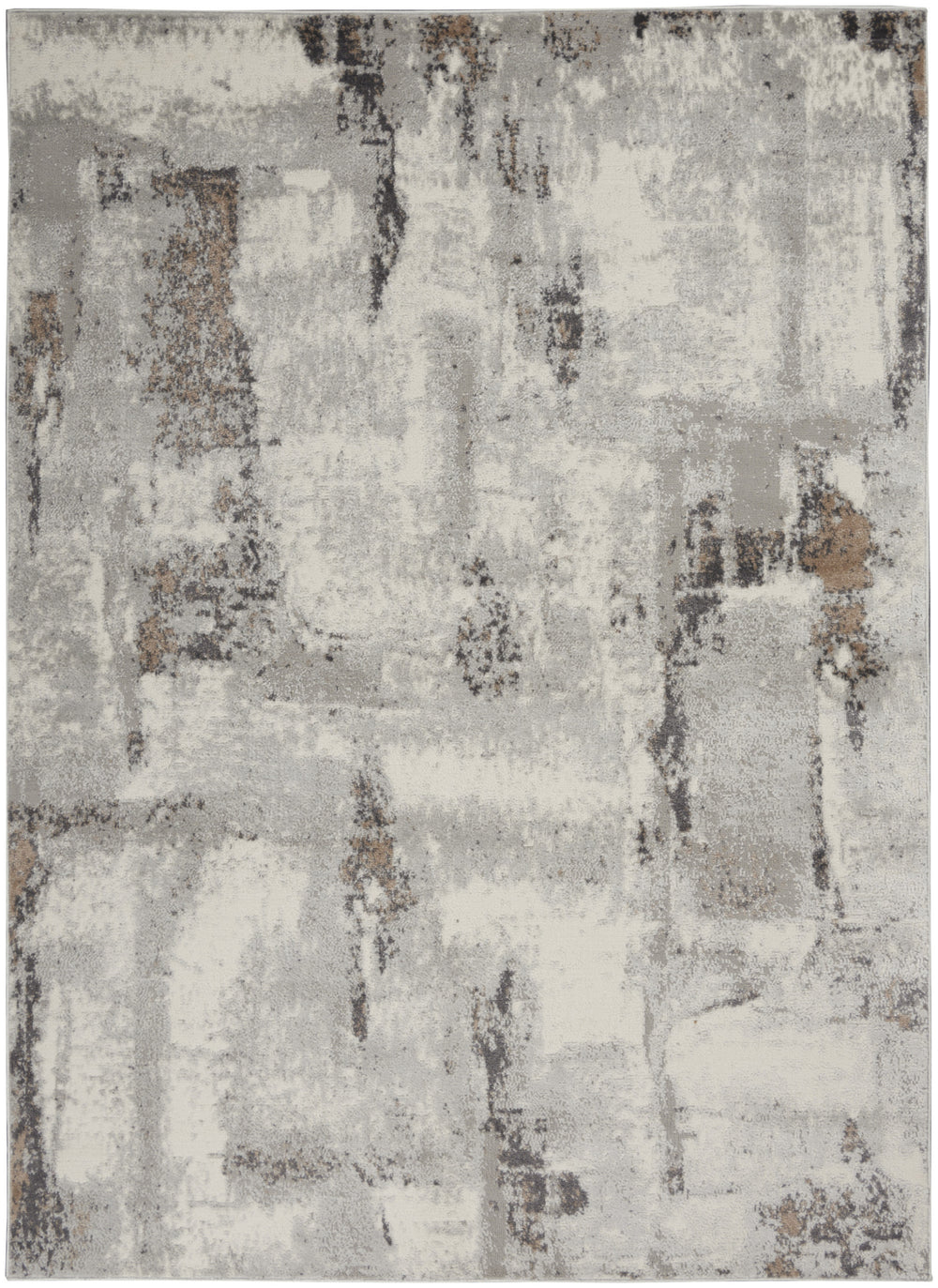Homeroots 5' X 7' Ivory Gray And Brown Abstract Non Skid Area Rug  Polypropylene,Polyester 550181