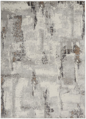 Homeroots 5' X 7' Ivory Gray And Brown Abstract Non Skid Area Rug  Polypropylene,Polyester 550181