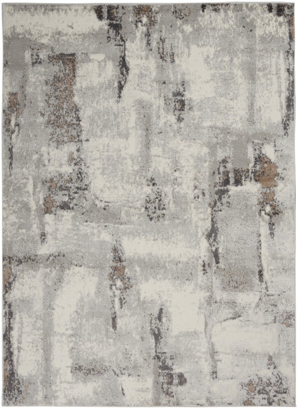 Homeroots 5' X 7' Ivory Gray And Brown Abstract Non Skid Area Rug  Polypropylene,Polyester 550181