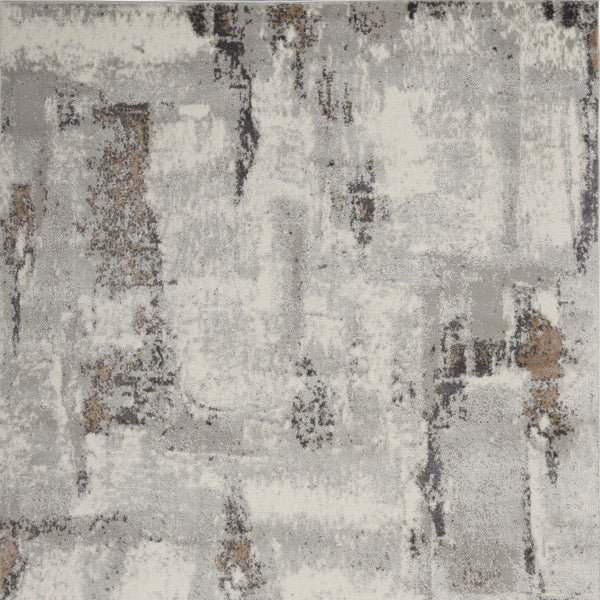 Homeroots 5' X 7' Ivory Gray And Brown Abstract Non Skid Area Rug  Polypropylene,Polyester 550181