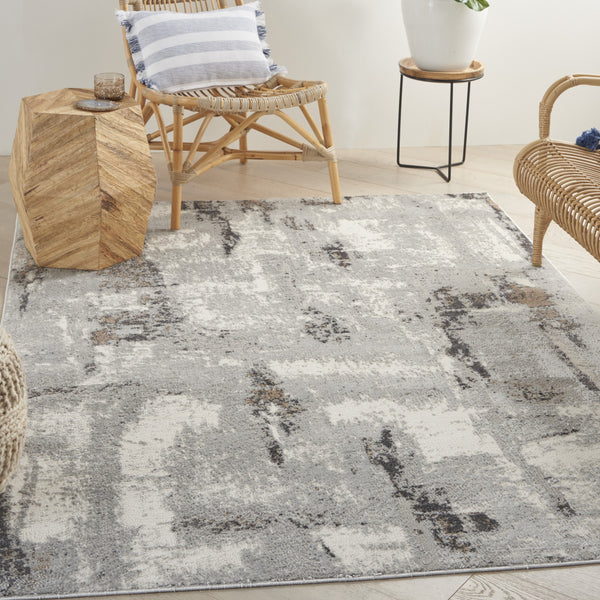Homeroots 5' X 7' Ivory Gray And Brown Abstract Non Skid Area Rug  Polypropylene,Polyester 550181