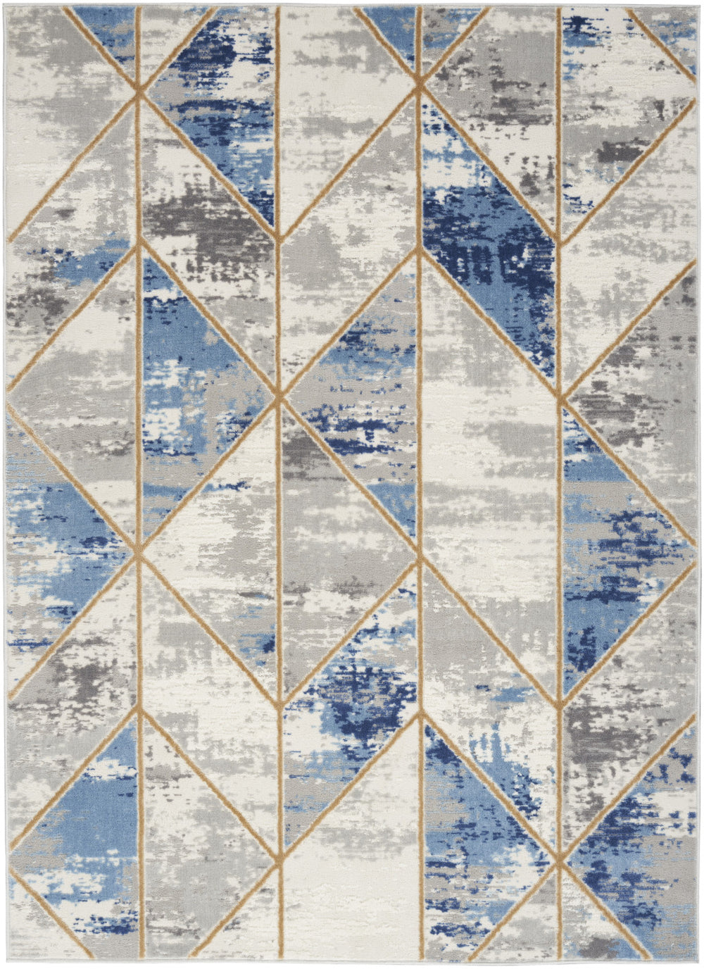 Homeroots 5' X 7' Ivory Blue And Gray Abstract Non Skid Area Rug  Polypropylene,Polyester 550182