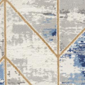 Homeroots 5' X 7' Ivory Blue And Gray Abstract Non Skid Area Rug  Polypropylene,Polyester 550182