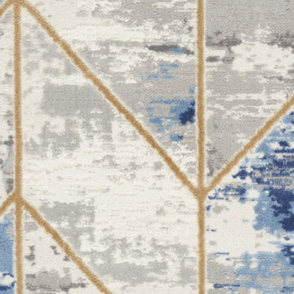 Homeroots 5' X 7' Ivory Blue And Gray Abstract Non Skid Area Rug  Polypropylene,Polyester 550182