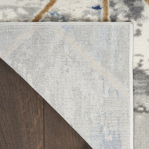 Homeroots 5' X 7' Ivory Blue And Gray Abstract Non Skid Area Rug  Polypropylene,Polyester 550182