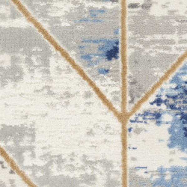 Homeroots 5' X 7' Ivory Blue And Gray Abstract Non Skid Area Rug  Polypropylene,Polyester 550182