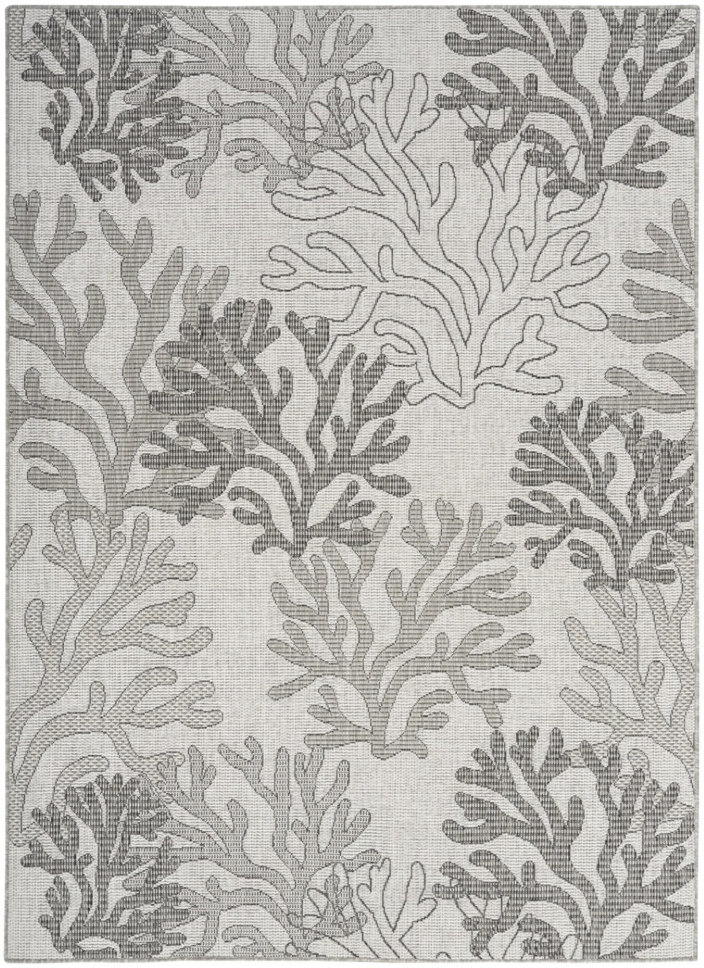 HomeRoots 6' Nautical Indoor/Outdoor Area Rug - Gray, Black, and Ivory Coastal Charm for Versatile Spaces 550186