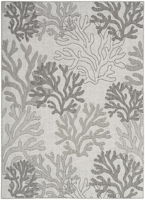 HomeRoots 6' Nautical Indoor/Outdoor Area Rug - Gray, Black, and Ivory Coastal Charm for Versatile Spaces 550186