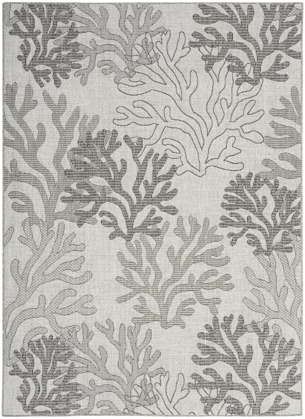 HomeRoots 6' Nautical Indoor/Outdoor Area Rug - Gray, Black, and Ivory Coastal Charm for Versatile Spaces 550186