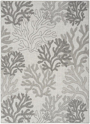 HomeRoots 6' Nautical Indoor/Outdoor Area Rug - Gray, Black, and Ivory Coastal Charm for Versatile Spaces 550186