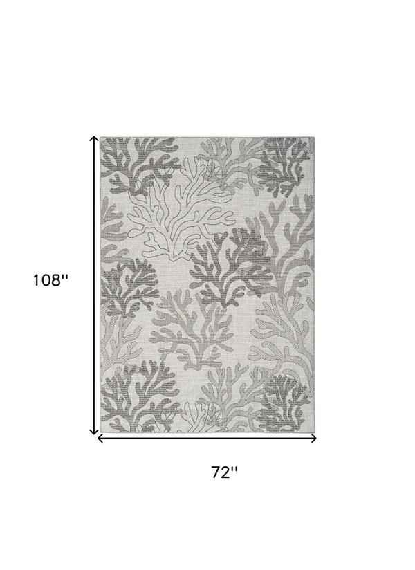 HomeRoots 6' Nautical Indoor/Outdoor Area Rug - Gray, Black, and Ivory Coastal Charm for Versatile Spaces 550186