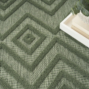 HomeRoots 6' X 9' Versatile Geometric Indoor Outdoor Area Rug in Dark and Light Green for Modern Spaces 550188