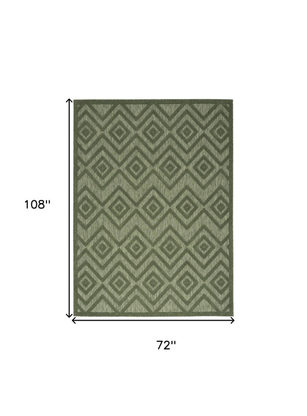 HomeRoots 6' X 9' Versatile Geometric Indoor Outdoor Area Rug in Dark and Light Green for Modern Spaces 550188