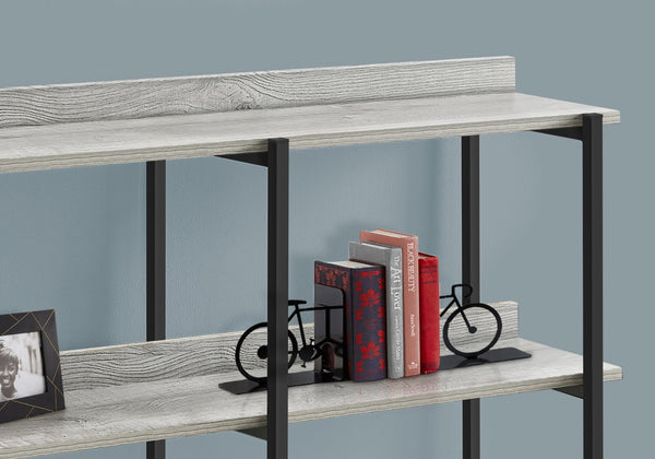 English Elm Accent Console Table: Sleek Grey Laminate & Black Metal, Perfect For Narrow Spaces & Modern Decor B2710P218988