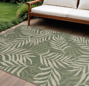 HomeRoots 6' X 9' Green and Ivory Palm Leaf Area Rug - Tropical Indoor/Outdoor Decor, Durable, Easy Care! 550189