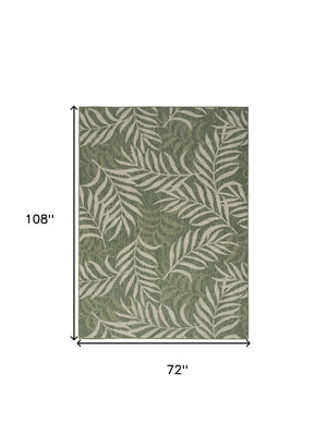 HomeRoots 6' X 9' Green and Ivory Palm Leaf Area Rug - Tropical Indoor/Outdoor Decor, Durable, Easy Care! 550189