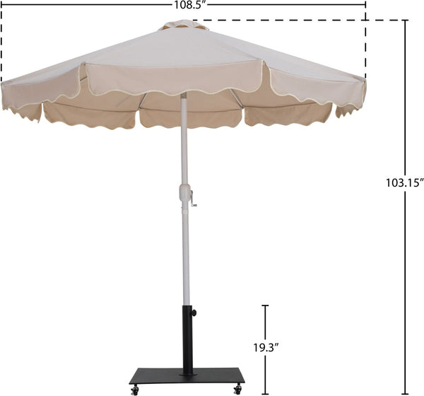 Meridian Furniture Amalfi Resort Style Patio Umbrella with Uv Resistant Polyester Fabric and Base Set 55018Beige-AB
