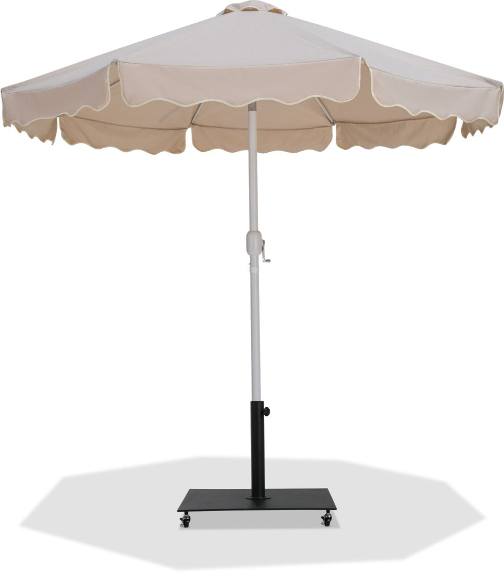 Meridian Furniture Amalfi Resort Style Patio Umbrella with Uv Resistant Polyester Fabric and Base Set 55018Beige-AB