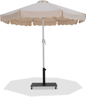 Meridian Furniture Amalfi Resort Style Patio Umbrella with Uv Resistant Polyester Fabric and Base Set 55018Beige-AB