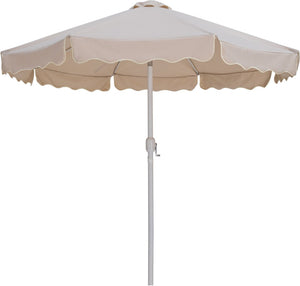 Meridian Furniture Amalfi Resort Style Patio Umbrella with Uv Resistant Polyester Fabric and Base Set 55018Beige-AB