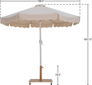 Meridian Furniture Amalfi Outdoor Patio Umbrella Set with Teak Base Aluminum Pole Uv Resistant Canopy 55018Beige-AT