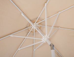 Meridian Furniture Amalfi Outdoor Patio Umbrella Set with Teak Base Aluminum Pole Uv Resistant Canopy 55018Beige-AT