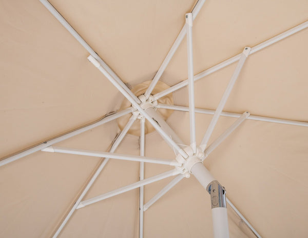 Meridian Furniture Amalfi Outdoor Patio Umbrella Set with Teak Base Aluminum Pole Uv Resistant Canopy 55018Beige-AT