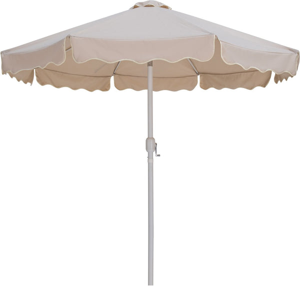 Meridian Furniture Amalfi Outdoor Patio Umbrella Set with Teak Base Aluminum Pole Uv Resistant Canopy 55018Beige-AT