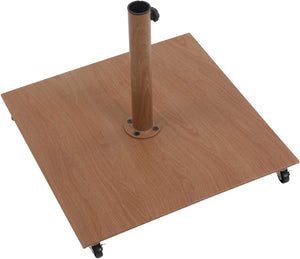Meridian Furniture Amalfi Outdoor Patio Umbrella Set with Teak Base Aluminum Pole Uv Resistant Canopy 55018Beige-AT
