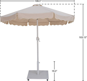 Meridian Furniture Amalfi Outdoor Patio Umbrella Set with Water Resistant Polyester Canopy and Wheeled Base 55018Beige-AW