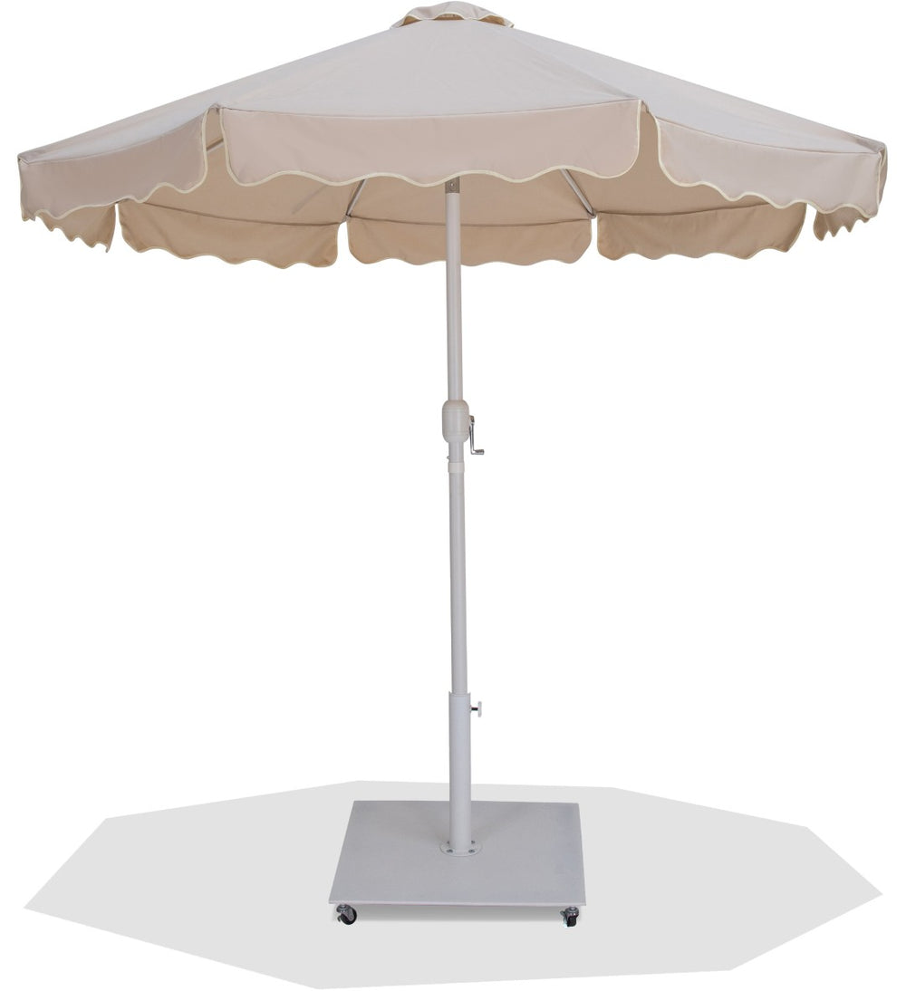 Meridian Furniture Amalfi Outdoor Patio Umbrella Set with Water Resistant Polyester Canopy and Wheeled Base 55018Beige-AW