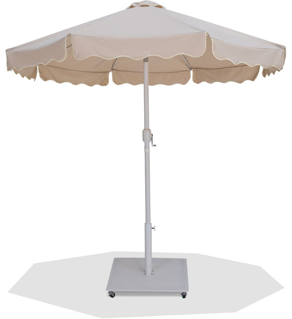 Meridian Furniture Amalfi Outdoor Patio Umbrella Set with Water Resistant Polyester Canopy and Wheeled Base 55018Beige-AW