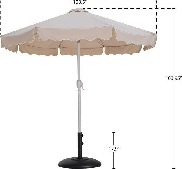 Meridian Furniture Amalfi Resort Outdoor Patio Umbrella with Base Water Resistant Polyester Canopy 55018Beige-BB