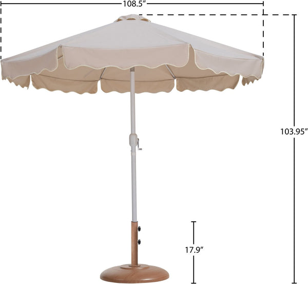 Meridian Furniture Amalfi Resort Style Outdoor Umbrella with Teak Base and Uv Resistant Polyester Canopy 55018Beige-BT