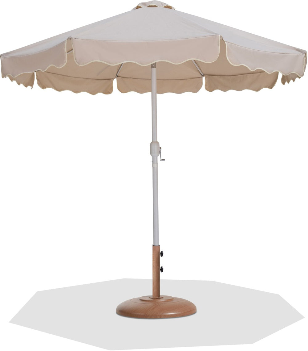 Meridian Furniture Amalfi Resort Style Outdoor Umbrella with Teak Base and Uv Resistant Polyester Canopy 55018Beige-BT