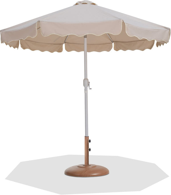 Meridian Furniture Amalfi Resort Style Outdoor Umbrella with Teak Base and Uv Resistant Polyester Canopy 55018Beige-BT